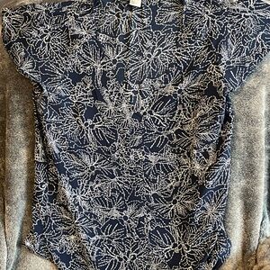 H&M Navy and White Floral Blouse